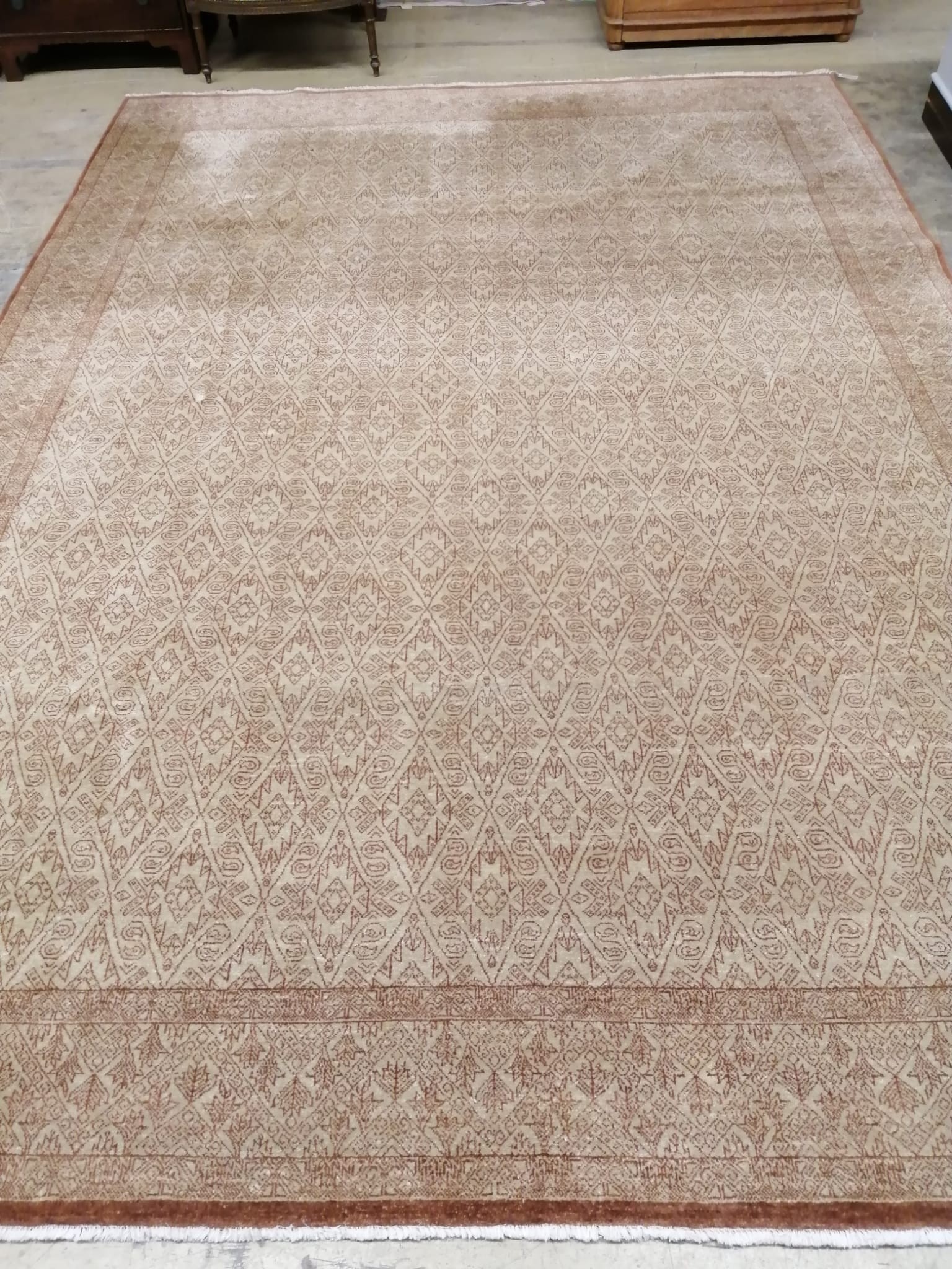 A contemporary North West Persian style gold ground carpet, 384 x 270cm